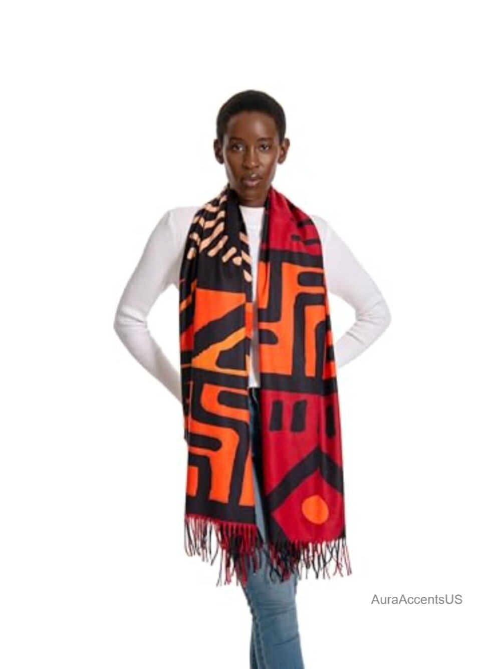 Cashmere Viscose Reversible Shawl Wrap Oversized Winter Scarf
